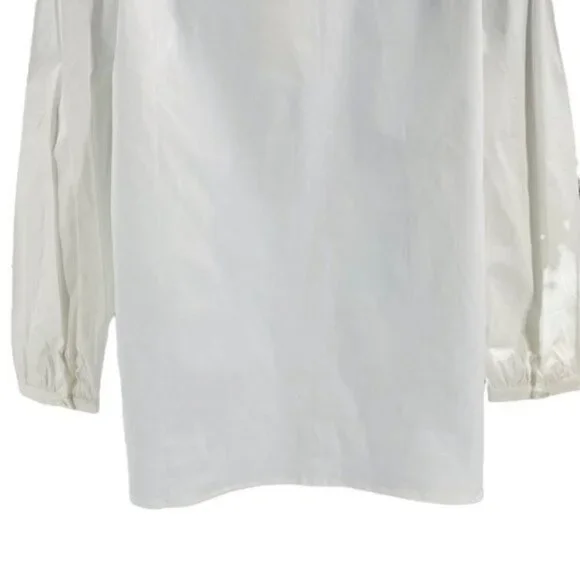 Tuckernuck Bouvier Blouse White Poplin Ruffle Neck NWT Size L - Picture 9 of 12